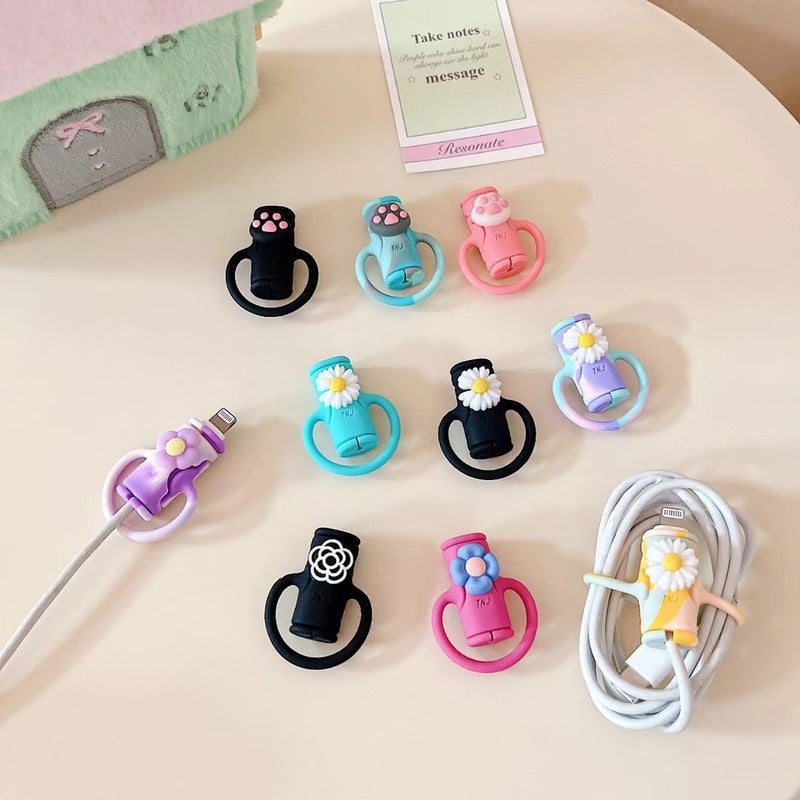 Bear Data Cable Protective Cover Three-In-One Silicone Loop Winder Mobile Phone Receipt Line Storage Protection Head - Image 3